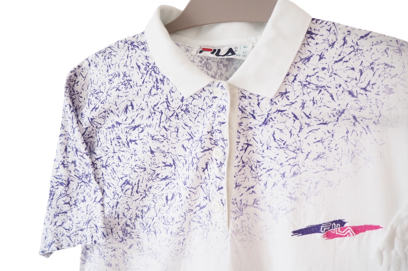 Polo Vintage FILA taglia S bianca viola tennis stile anni '90 made in Italy