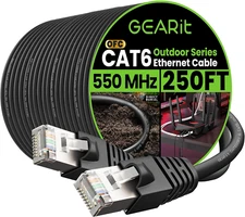 Cat6 Outdoor Ethernet Cable (250Ft) 23AWG Pure Copper, FTP, LLDPE, Waterproof, D