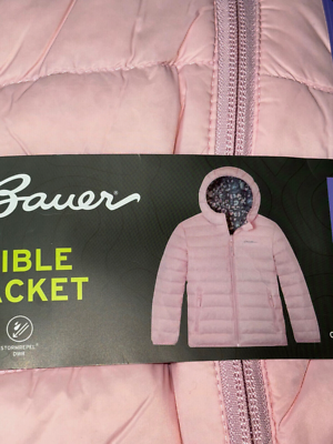 Eddie Bauer Girls Reversible Jacket Full Zip Hooded (Pink Floral