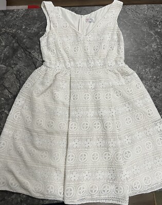 Red Valentino Women's Floral Macrame Lined Mini Dress Red Valentino Women's Floral Macrame Lined Mini Dress