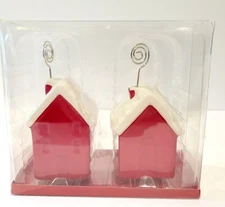 Celebrate it Red Snowtop Houses Christmas Place Card Picture Holders 2 Piece