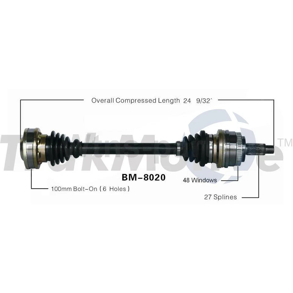 For 1992-1995 BMW 325is 2.5L 1998-1999 BMW 323i 2.5L Rear CV Joint Axle Shaft 2x - Image 3 of 3
