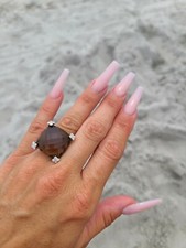 DAVID YURMAN 20x20mm Smoky Topaz Cushion On Point Diamond Ring Size 6.5