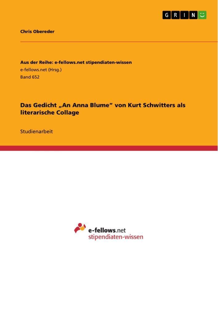 Thumbnail - Das Gedicht ¿an Anna Blume¿ Von Kurt Schwitters Als Literarische