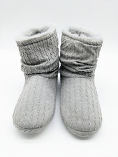 CHARTER CLUB Slouchy fur lined women's bootie slippers in GRAY