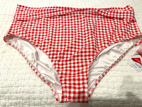 Lands End Swim Bottom Red Gingham Print Size 22W New with Tags