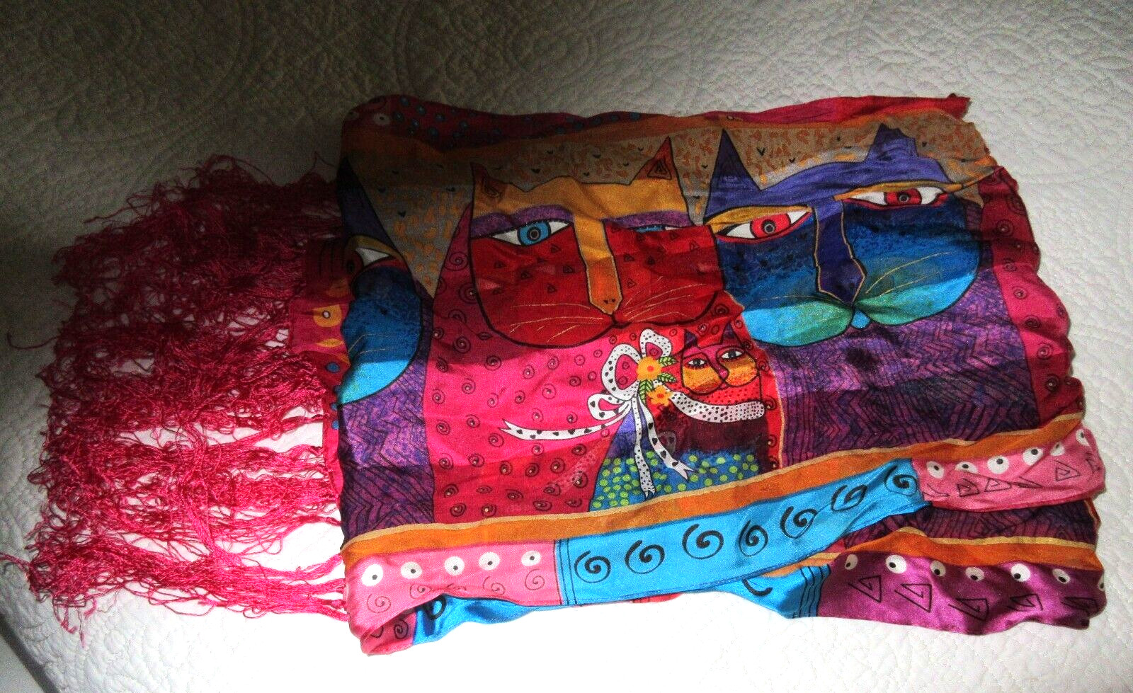 Laurel Burch Rectangular Neck Scarf 100% Semi She… - image 1