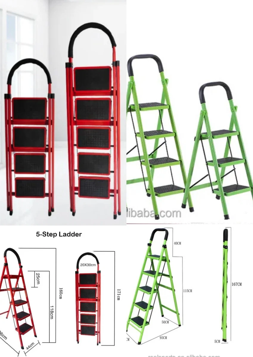 Step ladder Iron Wide Platform Non Slip Treads Ladders Multi function Folding