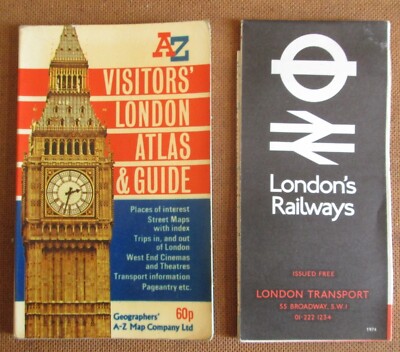10 x Vintage Touristenkarten von London Eisenbahn Straße U-Bahn A-Z usw. Restposten Konvolut