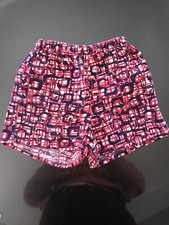 VTG 70s Kids Clothing Shorts Unisex Elastic Navy Graphic Abstract 18-24 in Waist