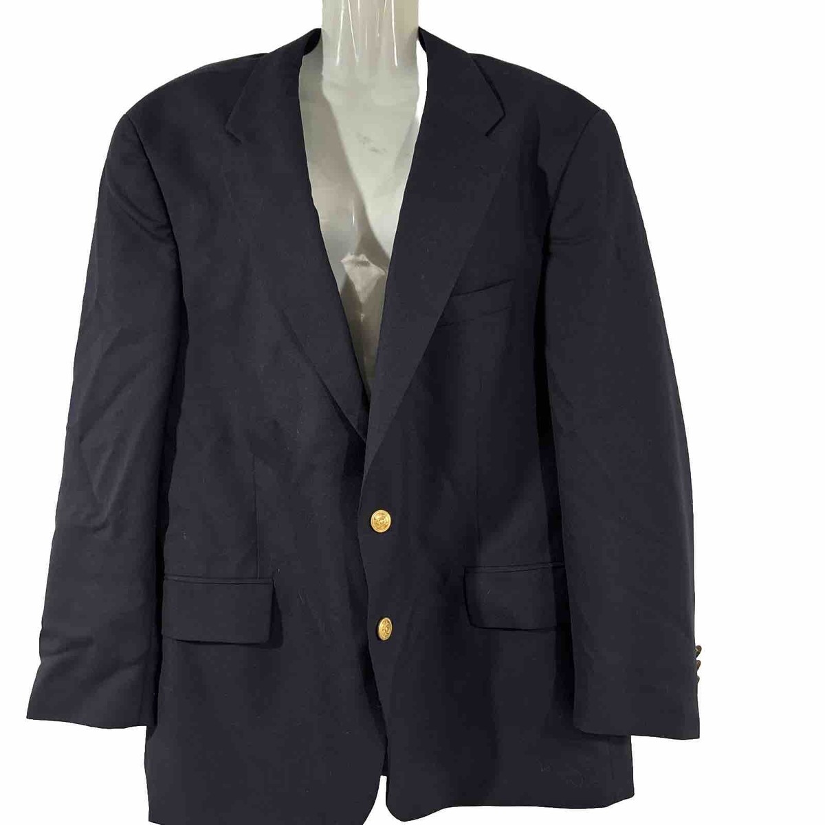 Vtg Lauren Ralph Lauren Blazer Jacket Womens Sz 48Blue 100% Wool