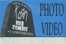 ROB ZOMBIE & KORN 1999 TOUR BACKSTAGE PASS