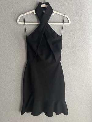 N/ Nicholas Dress Womens Dress Size 0 Black Ponti Asymmetric Ruffle Black |  eBay