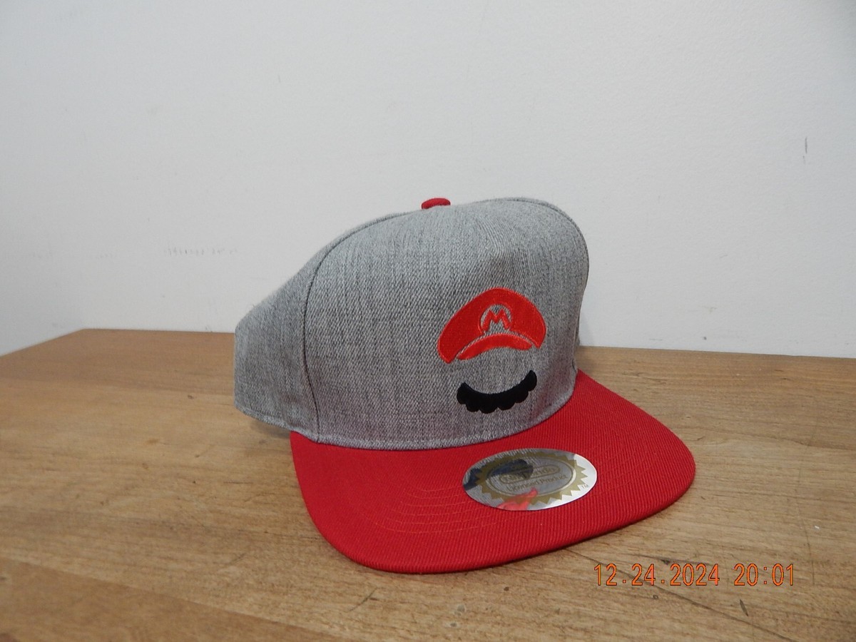 NINTENDO SUPER MARIO HAT 2018 GREY RED MUSTACHE NEW