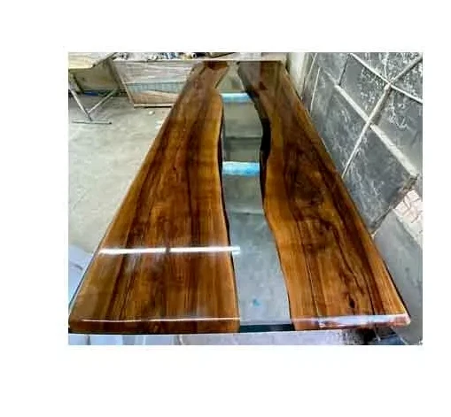 Clear Epoxy Resin Dining Table Made to Order with Iron Leg Home Furniture Decors - Image 3 of 4