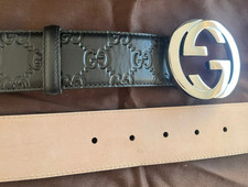 Gucci Men's GG Monogram Signature Leather Belt Size 105 cm, Fit's 36-38 waist