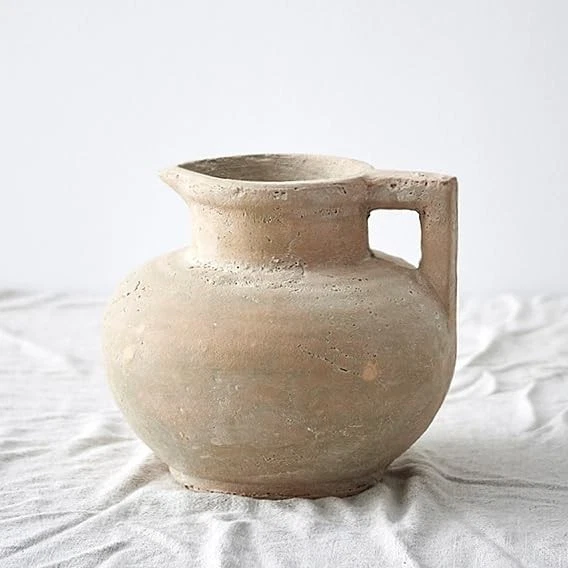 Rustic Weathered Ceramic Vase with Handle, Handcrafted Clay Jug, Vintage Dist... - Image 2 of 4