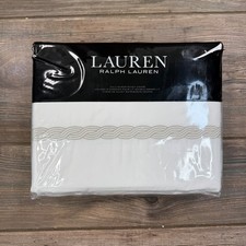 Ralph Lauren Spencer Duvet Cover Full/Queen White Flax Cable Embroidery NEW
