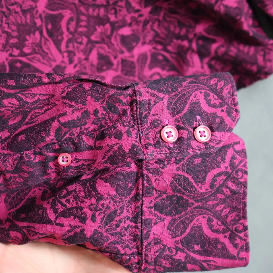 Camisa Robert Graham Para Hombres 3XL Púrpura Floral Cachemira Abstracto Calce Clásico Foto 3 de 4