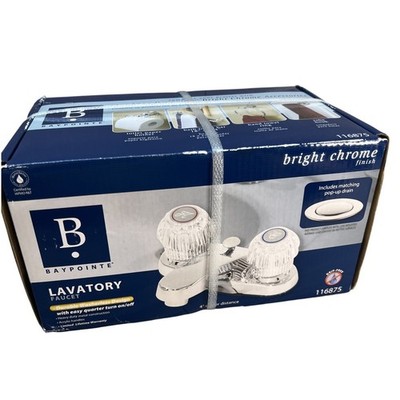 BAYPOINTE Lavatory Bathroom Faucet Bright Chrome Acrylic Handles Model 116875