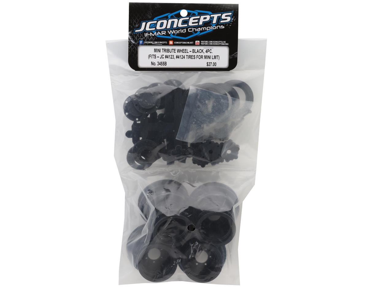 JConcepts Losi Mini LMT Mini Tribute Wheels w/Hex Adaptors (Black) (4)
