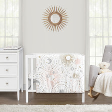 Sweet Jojo Designs Blush Pink Gold Star And Moon Girl Baby Mini Crib Bedding
