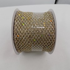 Celebrate it Gold Glitter Mesh Wired Christmas Ribbon 2.5" x 20 ft Crafts New