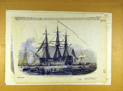 Original alter antiker Druck 1847 Hms The-St-Vincent Napier Marine 19.