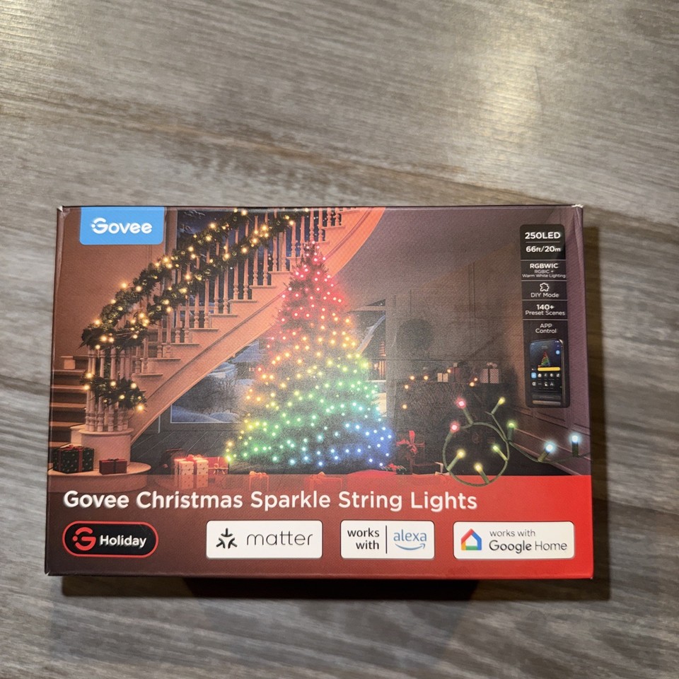 Govee Christmas Sparkle String Lights 66ft, RGBWIC String Lights  250 LED H6870