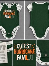 University of Miami Athletic Green White Baby Bodysuit with Orange Print