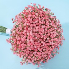 6 PCS Baby Breath Flowers Artificial Bulk Gypsophila Faux Real Touch Pink