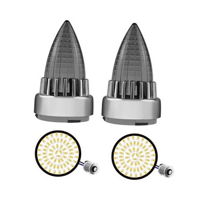 Motorcycle 2'' 1156 LED Rear Chrome / Supersonic Smoke Lens 1156 Amber Light