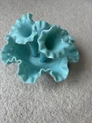 VTG Fenton 3 Horn Blue  Milk Glass Hobnail Vase Epergne *READ*