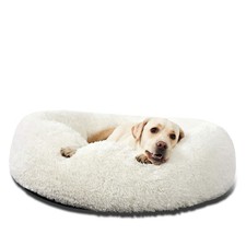 HACHIKITTY Calming Donut Cuddler Dog Bed, Round Fluffy Pet Bed for Large Dogs...