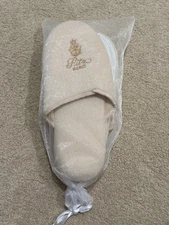 Brand New Ritz Paris Signature Slipper Large 10 Cream French Terry Embroidered
