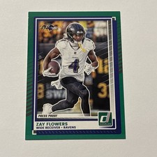 Zay Flowers 2025 Donruss Press Proof Green Parallel #165 Ravens 