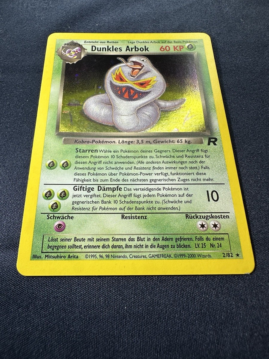 dark arbok pokemon card Is this 1st edition Pokmon authentic? (Dont apply Weakness and Resistance for Benched Pokmon.) Weakness Psychic 2 Retreat Cost Dark Arbok | EX Team
