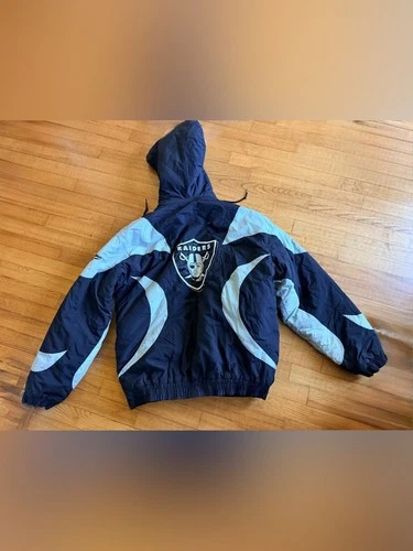 Vtg 90s Reebok NFL Pro Line Oakland Raiders Anorak Pullover Parka Jacket L - product listing photo