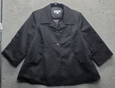 Simonton Says Blazer Jacket Womens XL Black Leopard Print Lined Single Breasted