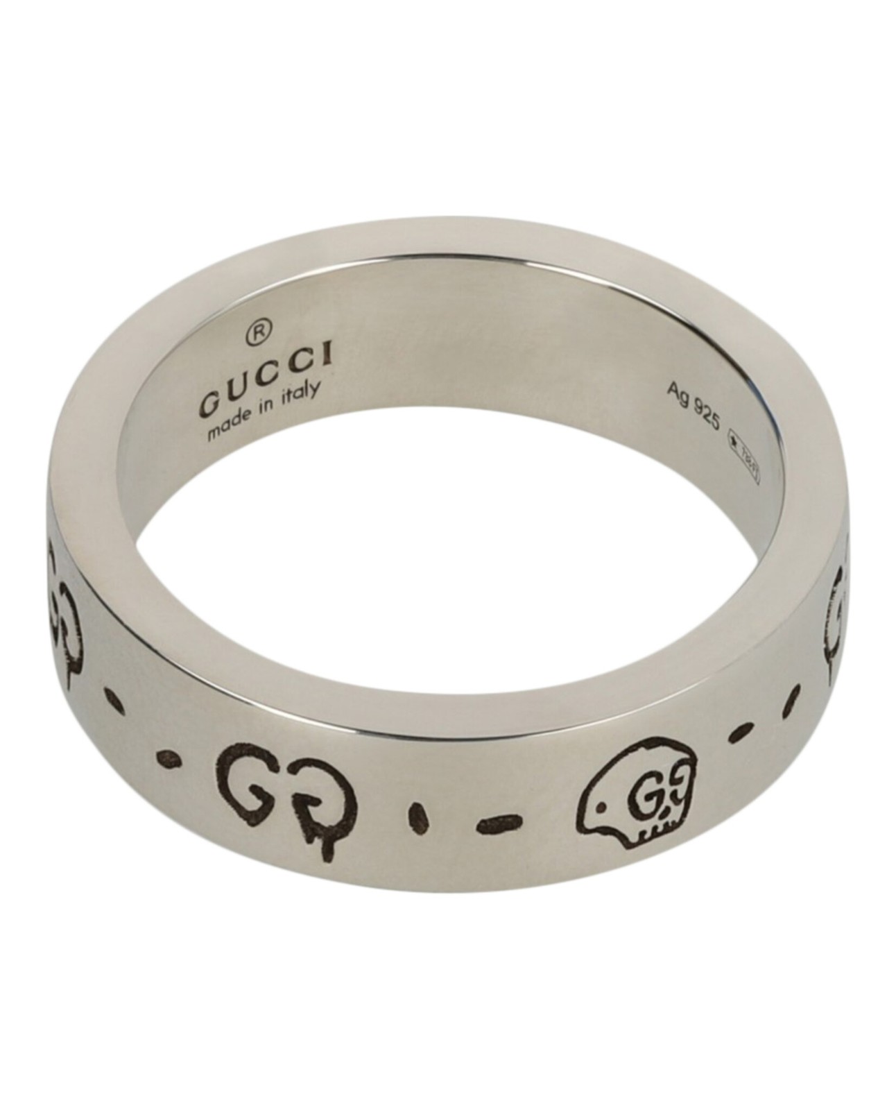 Gucci Womens Sterling Silver Ghost Ring 6MM 47590₽