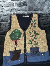 Vintage Capacity Cardigan Sweater Vest Adult Large Birds Nature Bird Watching