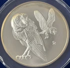 1971 Franklin Mint 2 Oz 0.925 Silver Bird Series Barn Owls Round No #7