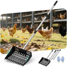 Chicken Poop Scooper for Sand,Coop Scoop 3 IN 1 Rake Function  Fine Sieve Hole...