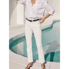 AYR The Pop Jeans Mid Rise Straight White Stretch Denim