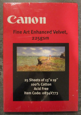 Canon Inkjet Paper 13x19 (25) 225gsm Fine Art Enhanced Velvet, #0834V773, NEW