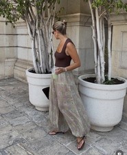 ZARA NWT 129 WOMAN SS25 ZW COLLECTION FLORAL BALLOON PANT MULTICOLORED 3285/007