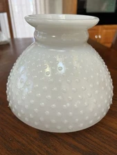 White Hobnail Milk Glass Student Style Lamp Shade 8 Inch and Frame