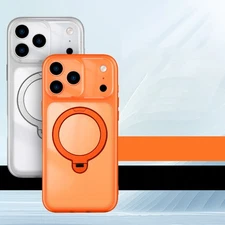 Mag Safe Rotatable Ring Stand Clear Back Phone Case For iPhone 17 Pro Max/17Pro 
