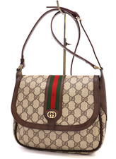 Borsa a tracolla Gucci Vintage Ophidia Web Stripe pelle marrone rara autentica
