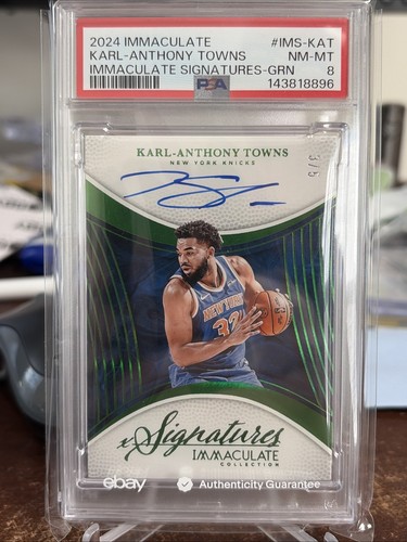 2024-25 Panini Immaculate KARL-ANTHONY TOWNS Signatures Green /5 PSA 8 Auto #IMS